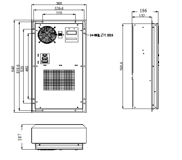 IP55 600W гальванизировало стальной тип кондиционер шкафа, кондиционер задачи DC для шкафа телекоммуникаций водоустойчивого