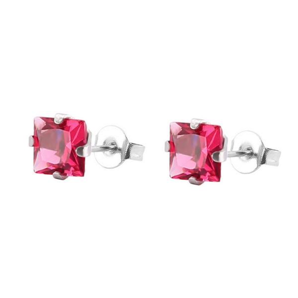 Women Men Zircon Diamond Square Stud Earrings Stainless Steel Body Piercing Jewelry Earrings