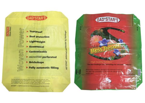 Colorful Printing 25Kg Block Bottom Valve Bag / PP Woven Packaging Bags