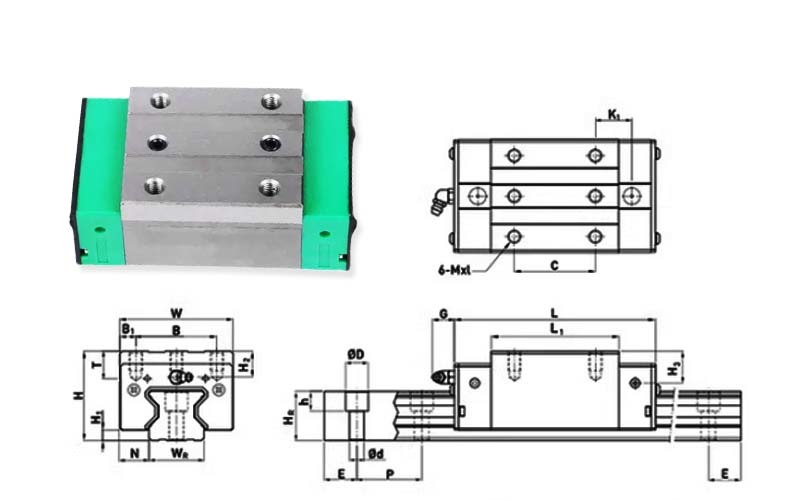 Long Service Life Linear Guide RGH55HA Automated Assembly Line Linear Guide