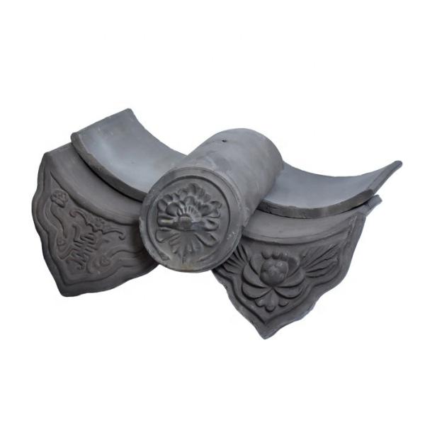 Pagode chinês Clay Roof Tiles House Ornaments 160mm Grey Ceramic Roof Tiles