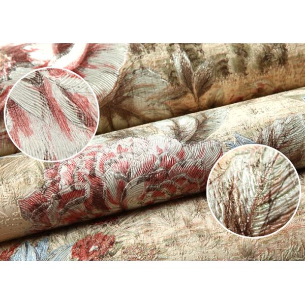 0.53*10M Contemporary Bedroom Wallpaper With Light Yellow Floral Pattern , Heat Insulation
