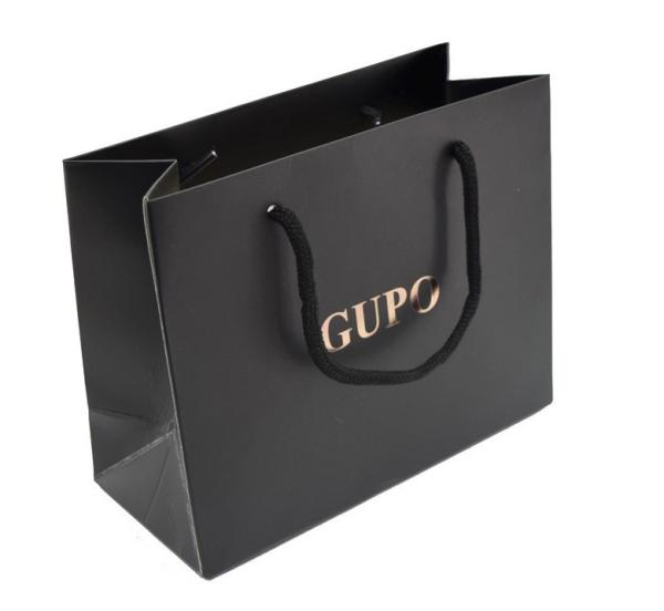 Black Luxury Design Retail Gift Shopping Packaging Custom Print Paper Bags With Your Own Logo