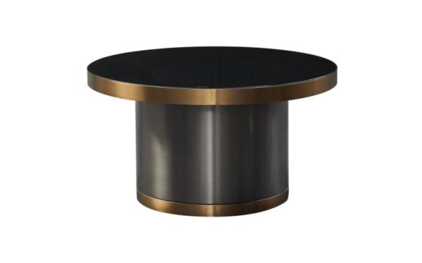 Visually Pleasing  Circular Glass Coffee Table , Harmonious Dark Glass Coffee Table
