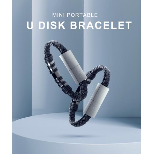 PU кроет кожей зарядный кабель браслета 22.5cm с USB диска 32GB 64GB u