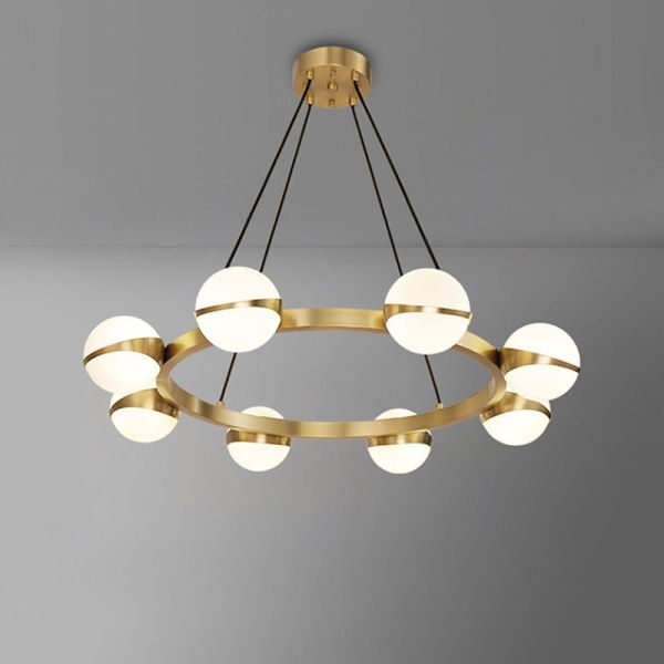 Brass Body Pendant Light with Adjustable Height and 50000 Hours Lifespan for Modern Luxury Chandelier