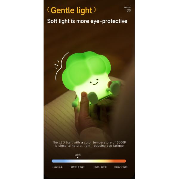 DY Trendy Sleep Silicone Night Light Rechargeable Bedside Vegetable Lamp 3 Level Dimming Broccoli Night Light