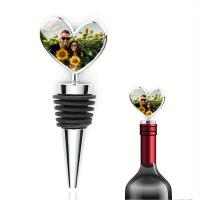 Photo personnalisée et nom bouchon de vin cadeau idéal de la Saint-Valentin avec liège de silicone réutilisable