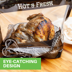 Rotisserie Chicken Bag, Hot & Cold Ready-To-Eat Meal. Microwave Resealable Freezer