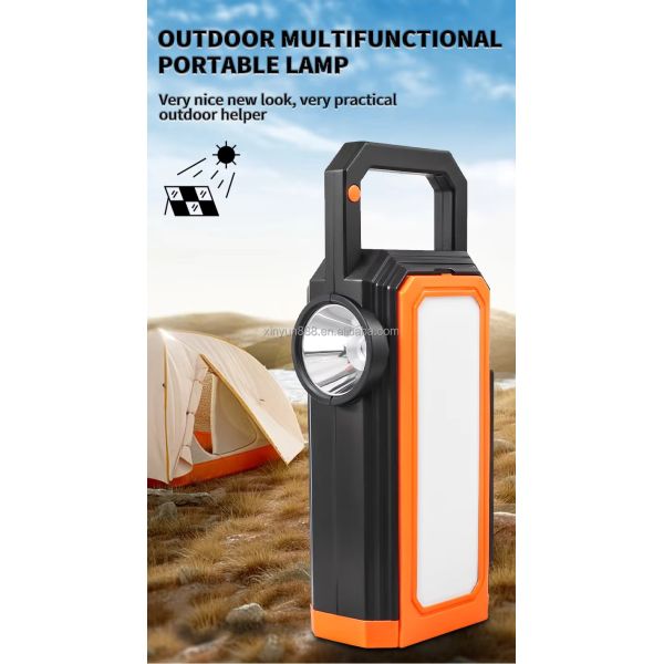 Multi Functional Searchlight Outdoor Solar Power Bank Strong Light Flashlight LED Handheld Light Wholesale Camping