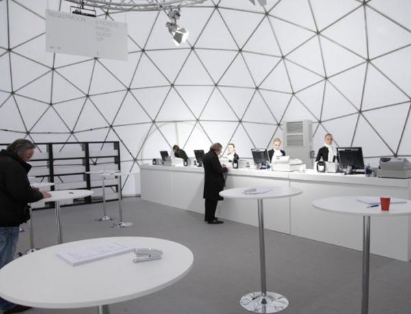 Poweder Coated Diameter 20m Geodestic Large Dome Tents With Big Steel Tubes