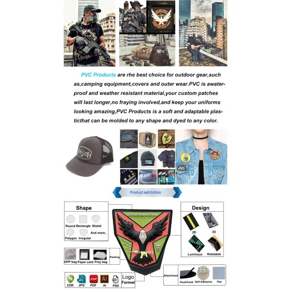 Soft Rubber Military Patches Army Tactical Emblem Appliques OEM ODM