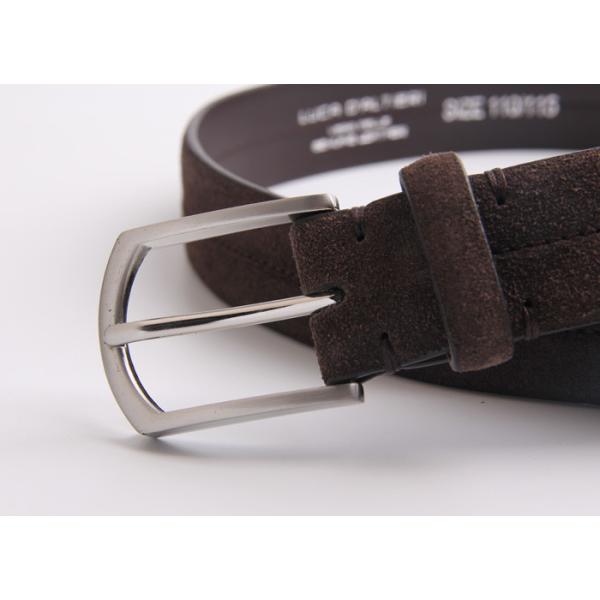 3.5cm Width Genuine Leather Dress Belt With One Line Middle Stitching