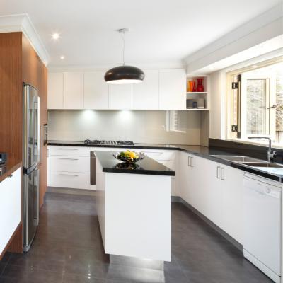 Multifunctional Modern Beadboard Matt White Contemporary Flat Panel Kitchen Cabinets