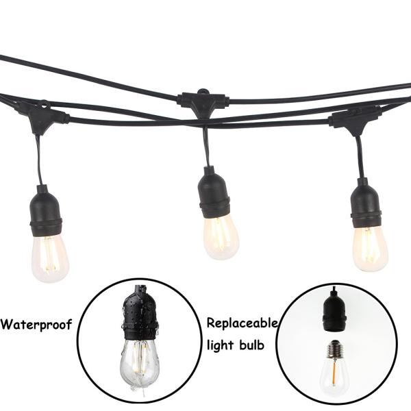 15M S14 LED Outdoor String Lights E27 Retro Edison Filament Bulb Garden Festoon Christmas Lights Garlands Patio porch lights