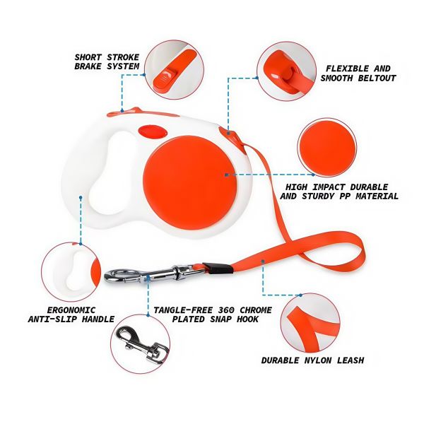 Custom Long Retractable Dog Leash 5m Length Handsfree Dog Leash Flexible