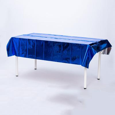 Rectangular Foil Table Cloth 54x108 Inch Foil Tablecloth Dark Blue