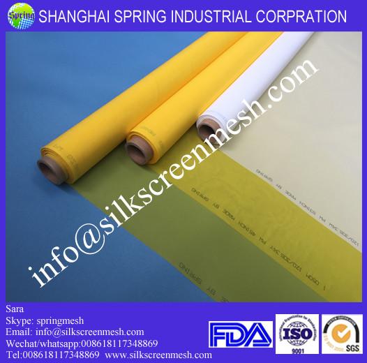 100% polyester monofilament screen printing mesh 72T white/yellow 55 micro silk screen mesh