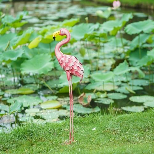 Outdoor Metal Pink Flamingo Lawn Ornaments Decorative Garden Decor
