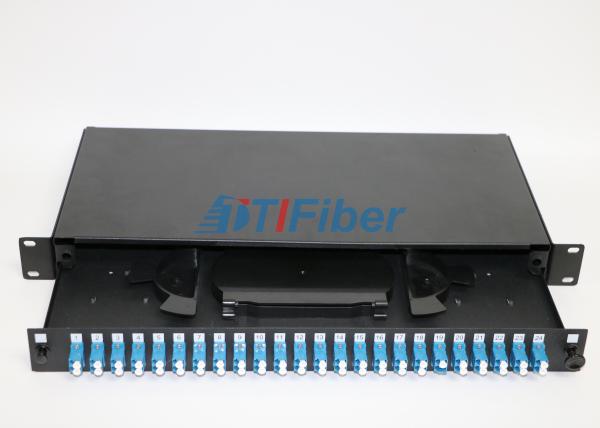LC / UPC 48 Cores Fiber Optic Patch Panel With Stainless Steel , 2u Patch Panel