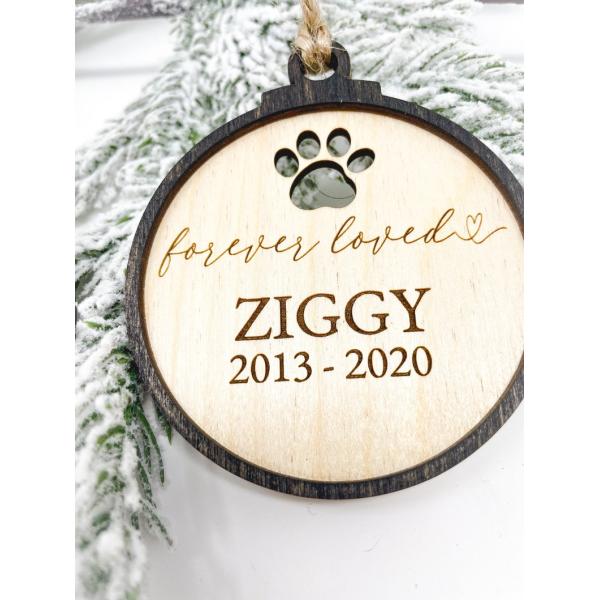 Personalized Dog Cat Pet Memorial Ornament Baltic Birch Wood Layered
