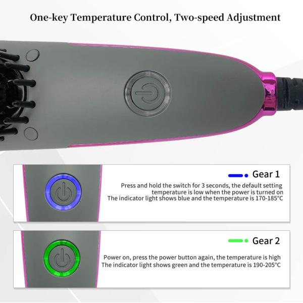 Anti Scald PTC Heating Electric Hair Brush Dual Voltage Anion Straightener Comb For Women
