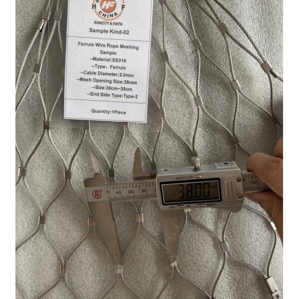 38m*38mm Hole Size 2.0mm Wire Diameter Flexible Wire Stainless Steel Cable Mesh For Zoo Animal