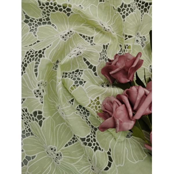 Leafy Floral Embroidered Cotton Eyelet Fabric Ivory By The Yard