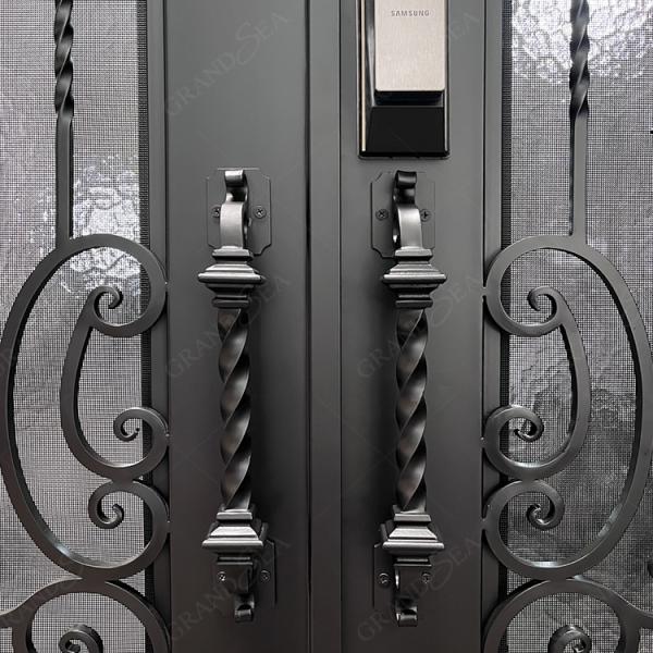 Modern Screen Main Entry Rod House Storm Security Black Single Double Modern Wrought Cost Iron Front Doors