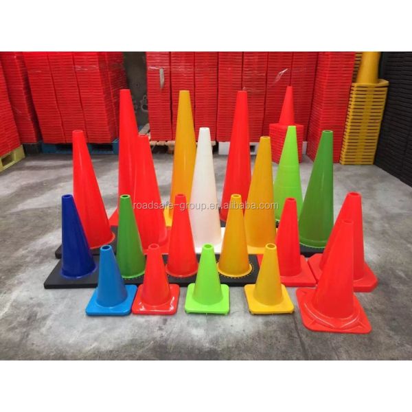 100% 45cm 1.05kgs Virgin PVC Traffic Cone for Traffic Management Flexible Orange Green and High Visibility