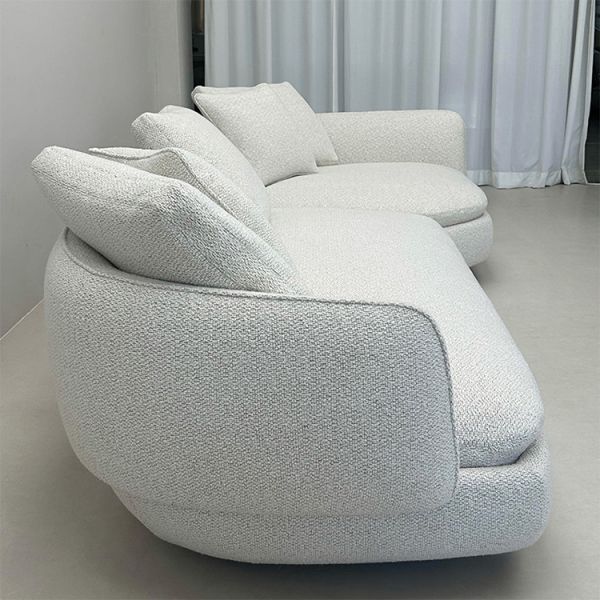Italian Minimalist Luxury Villa Living Room Sofa Set Hotel Lobby with Teddy Velvet Fabric Sectional Modular Couch