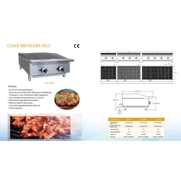 Parrilla Charbroiler Comercial Potente de Acero Inoxidable para Restaurante