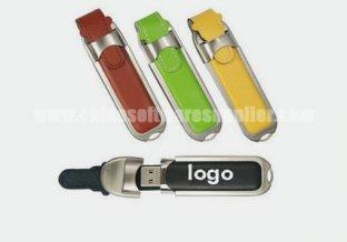 Movimentação de couro do flash de USB do caso