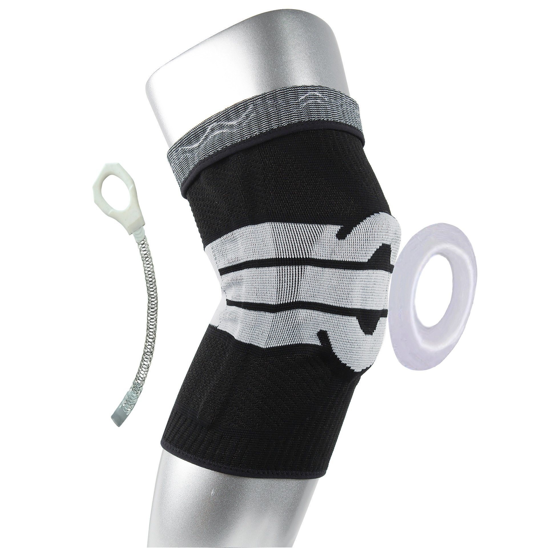 Silicon Pad Professional Sport Knee Brace Breathable and Red for Running Work out