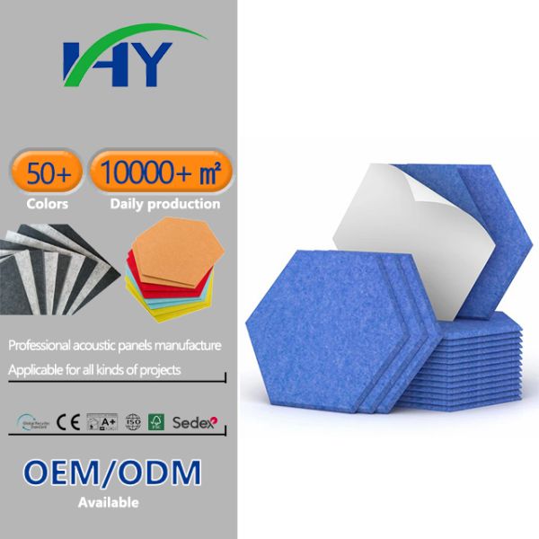 Eco Friendly Office Hexagon Acoustic Panels 1200g/sqm 1500g/sqm 1800g/sqm