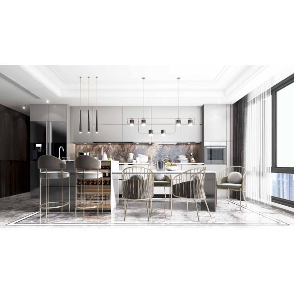 High Gloss OEM Furniture Modular Lacquer Kitchen Cabinets With Marble