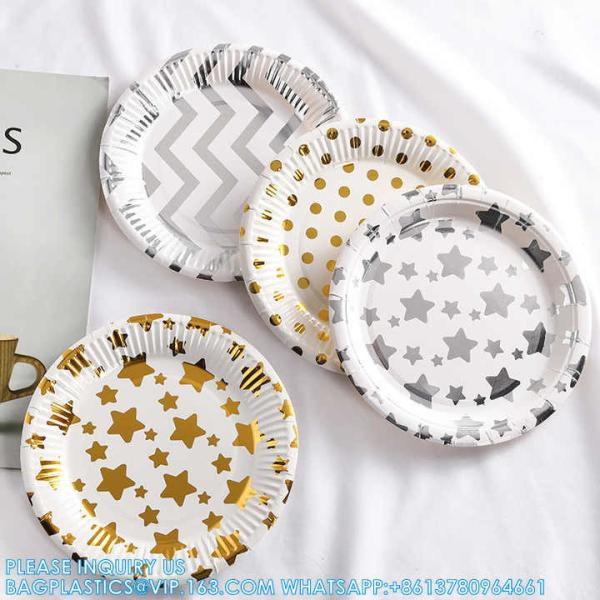 Wholesale High Quality Eco Paper Plate Happy Birthday Dessert Cake Reusable Paper Plate
