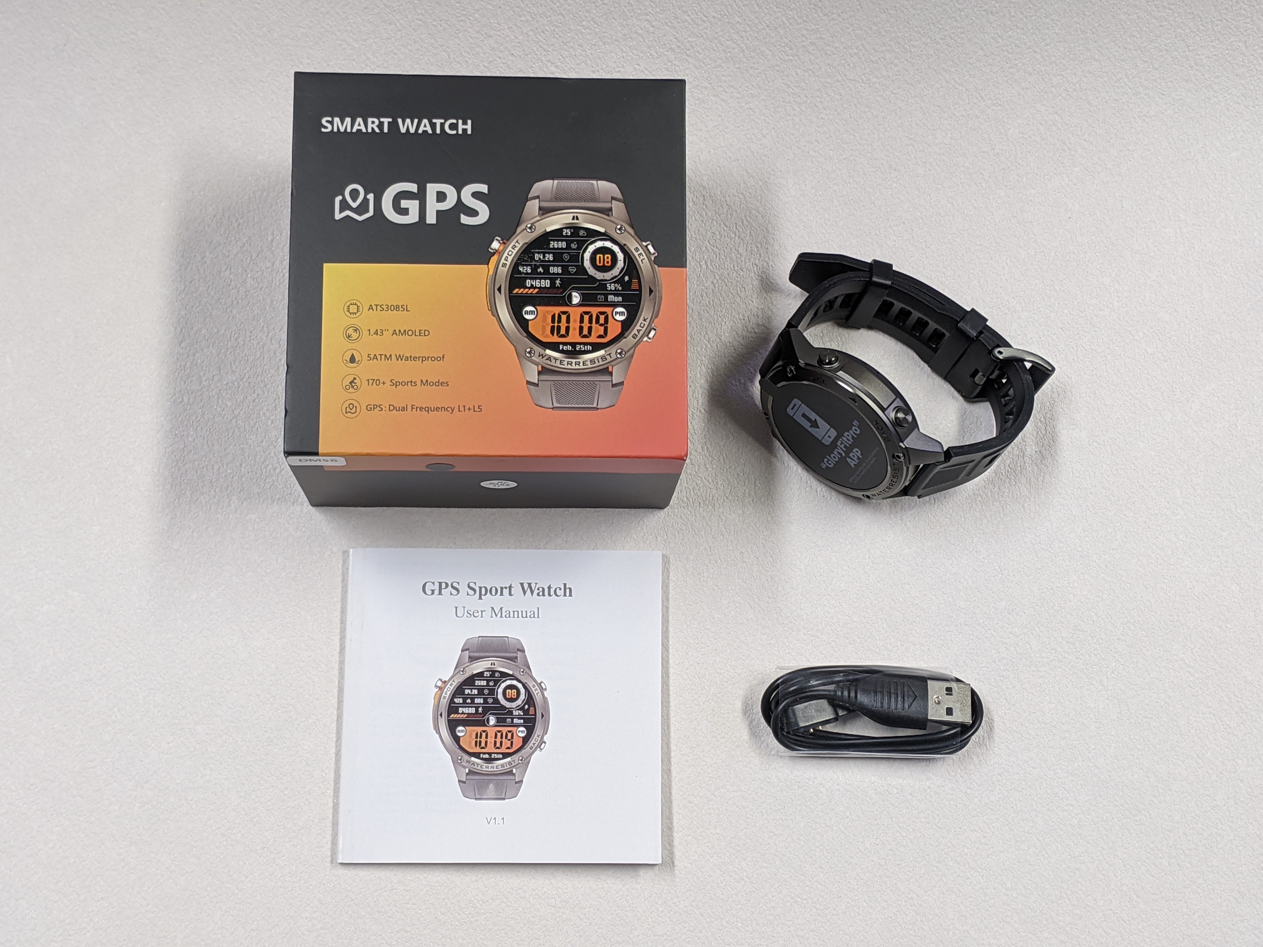 DM56 Smart Watch | Multi‑GNSS GPS | Compass Barometer Altimeter | 5 ATM Waterproof | Bluetooth Voice Call | 1.43'' AMOLED Screen