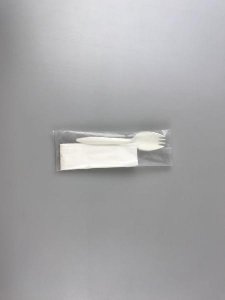 Custom Logo Biodegradable Flatware Disposable Spork with Individual Wrapping and Napkin