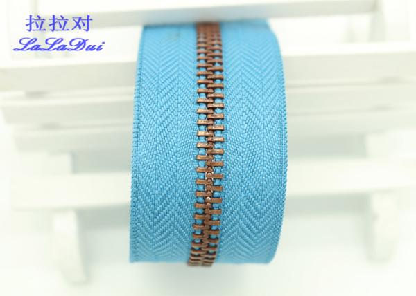 Luggage / Handbags Long Chain Zipper 5# / 8# Gold Teeth 50m In One Roll Green Tape