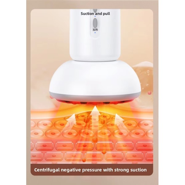 Fast Shipping Portable 2 in 1 Red Light Therapy Rechargeable Anti Cellulite Massager With Vacuum Cupping and Facial Heating Head