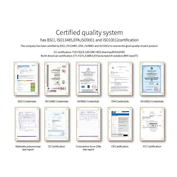 Water Tank Humidifier Hepa UV Home Air Purifier For Big Area Dust 240W