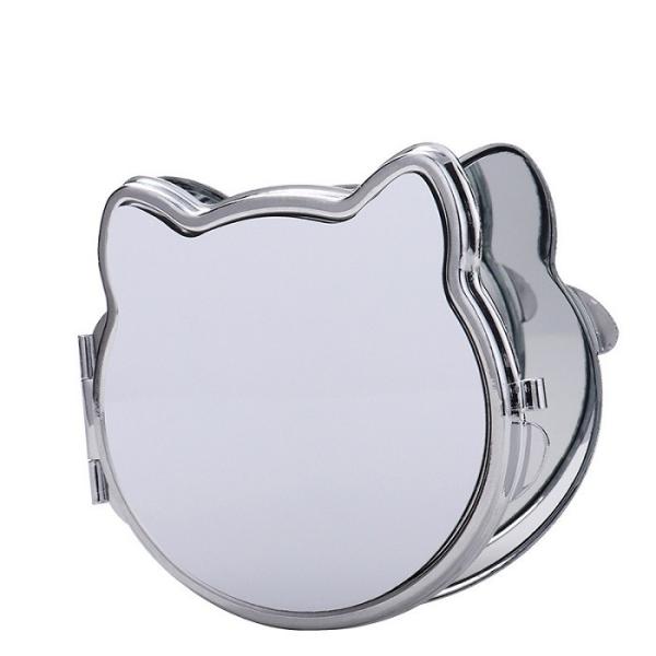 Espejo compacto de sublimación portátil con forma de gato, espejo de maquillaje personalizado