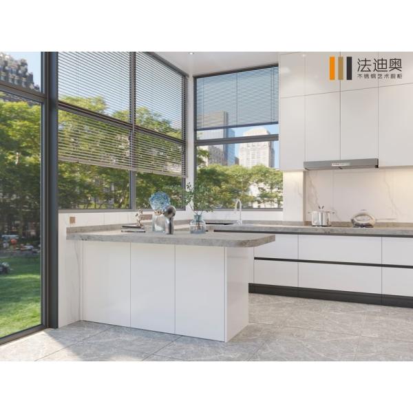 Premium Stainless Steel U-Shaped Kitchen Cabinet With Extra-High Wall Cabinets