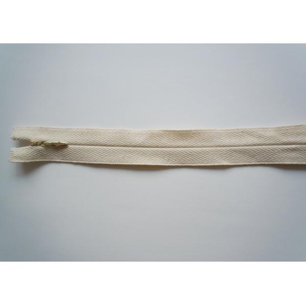 Golden Metal Pull Custom Invisible Separating Zipper , Fabric Background Metal Separating Zipper