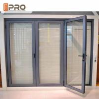 Porta de dobradura feita sob encomenda do mdf da porta de dobradura do à prova de água de vidro dobro de Grey Aluminum Folding Doors With do revestimento do pó