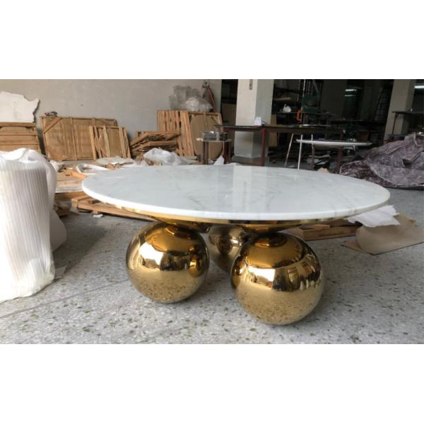 Gold Plated Feet round 36'' Restaurant Marble Table For Hotel