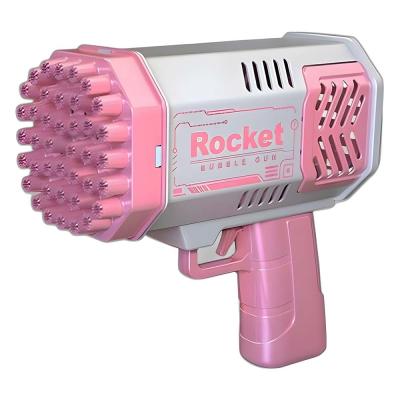 Bubble Gun Rocket 69 Holes Soap Bubbles Machine Christmas Gift Gun Shape Automatic Blower With Light Toys For Kids