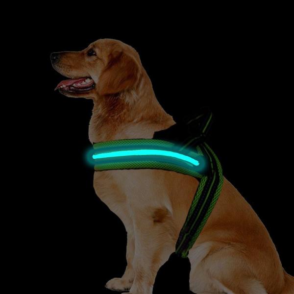 USB Rechargeable Flashing LED Dog Harness No Choke With Lightweight Mesh Lining