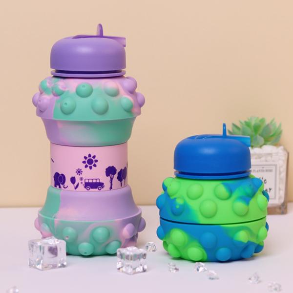 Botella de agua plegable para niños botellas de agua plegable para niños botellas de agua de silicona para estudiantes